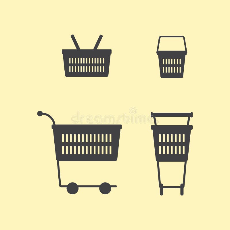 Shopping baskets and carts stock vector. Illustration of grey 53855690