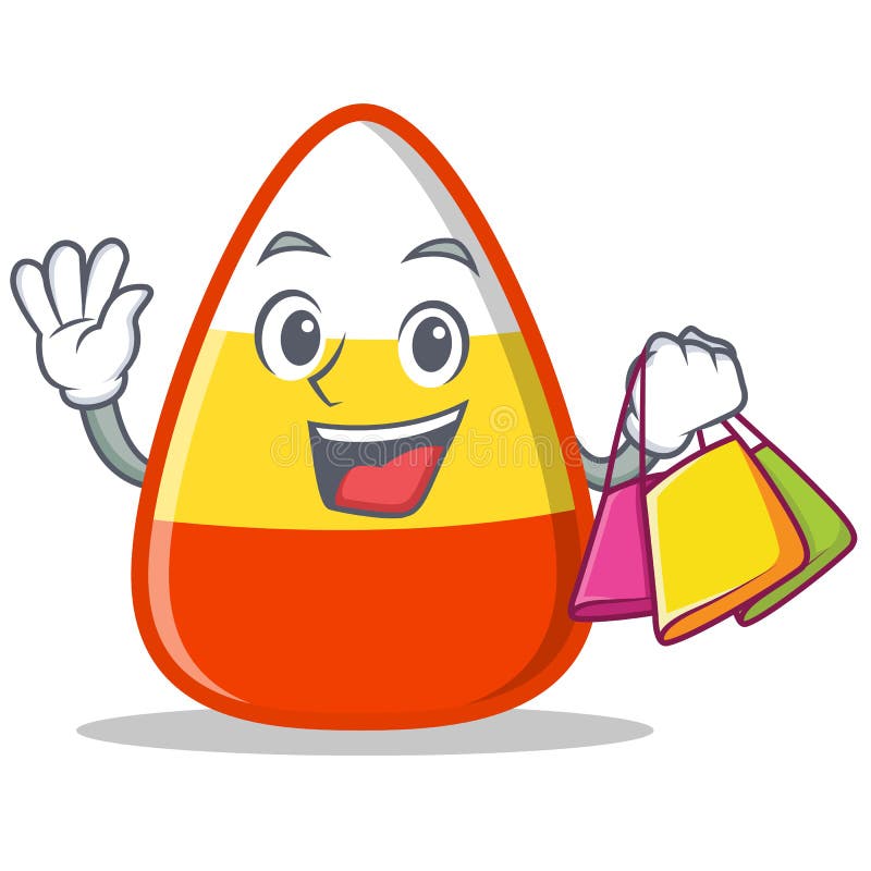 Shopping candy corn character cartoon vector illustration Shopping candy corn character cartoon vector illustration