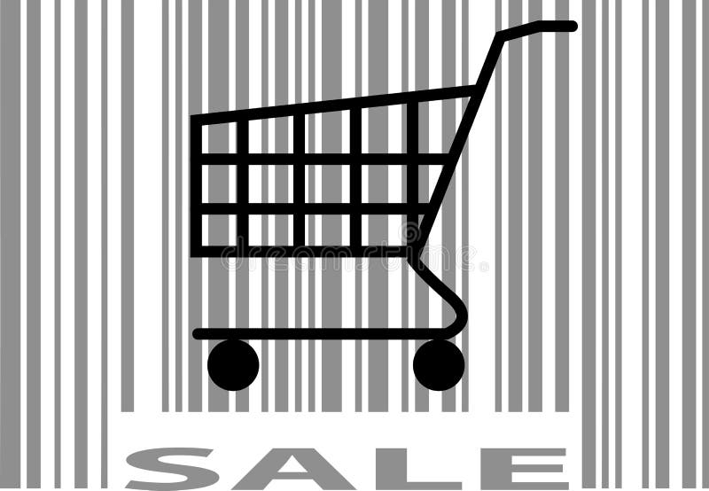 Shopping Cart with Sale Label on Barcode Stock Vector Illustration of