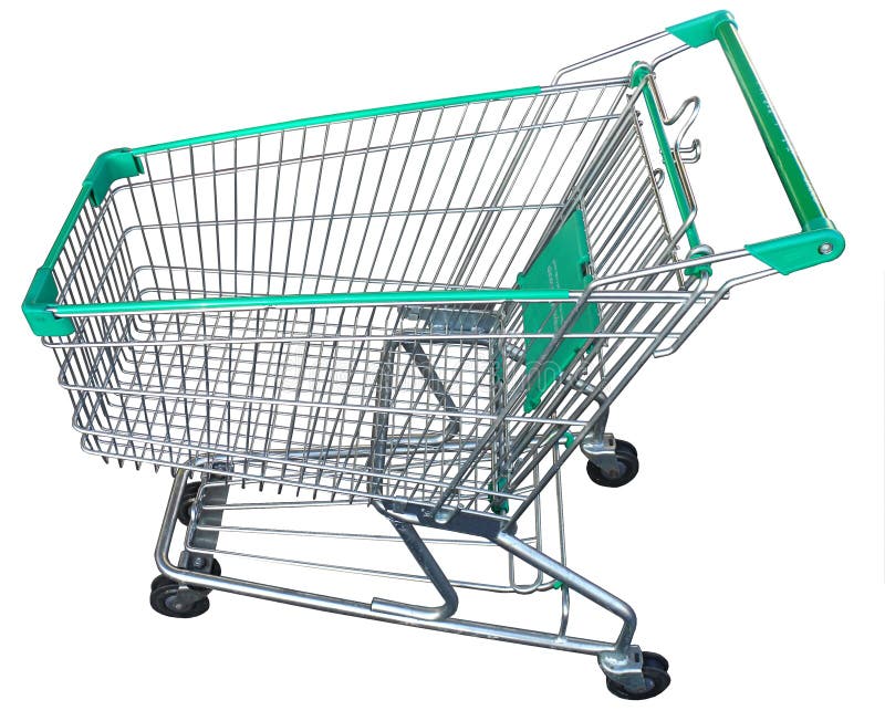 Download Full Size Empty Green Shopping Cart With Isolated Stock Photo - Image of silver, single: 39509378