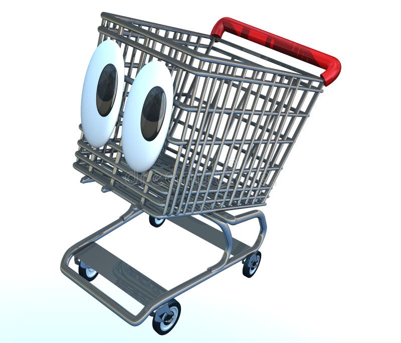 Shopping cart cartoon stock illustration. Illustration of retail - 15154596