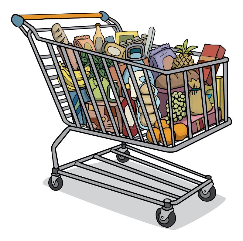 Shopping cart stock vector. Illustration of glass, groceries - 65432156