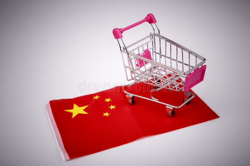 Shopping cart on China flag