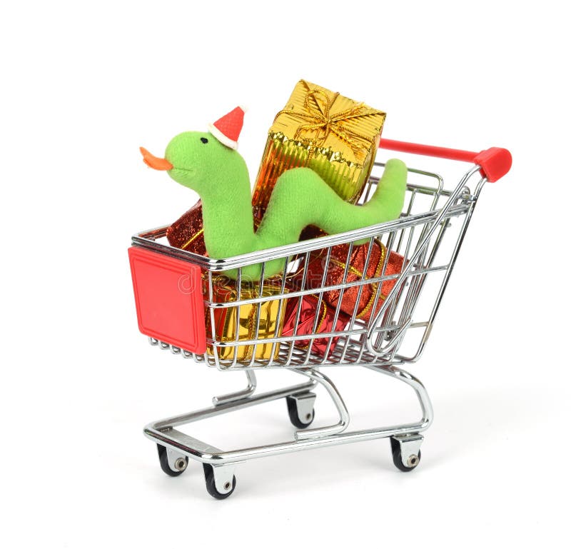 Shopping Cart Fill With Christmas Decorations Stock Photo Image of