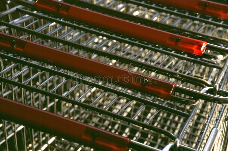 Shopping Cart Handles stock image. Image of stacked, groceries 45735817