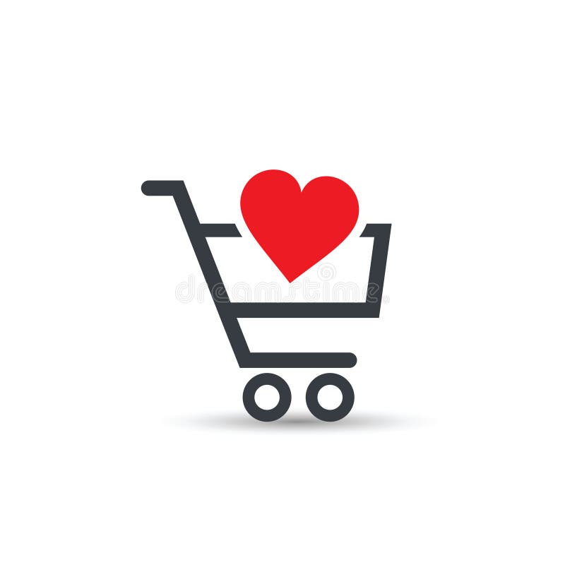 Shopping Cart with Heart Vector Icon Stock Vector Illustration of