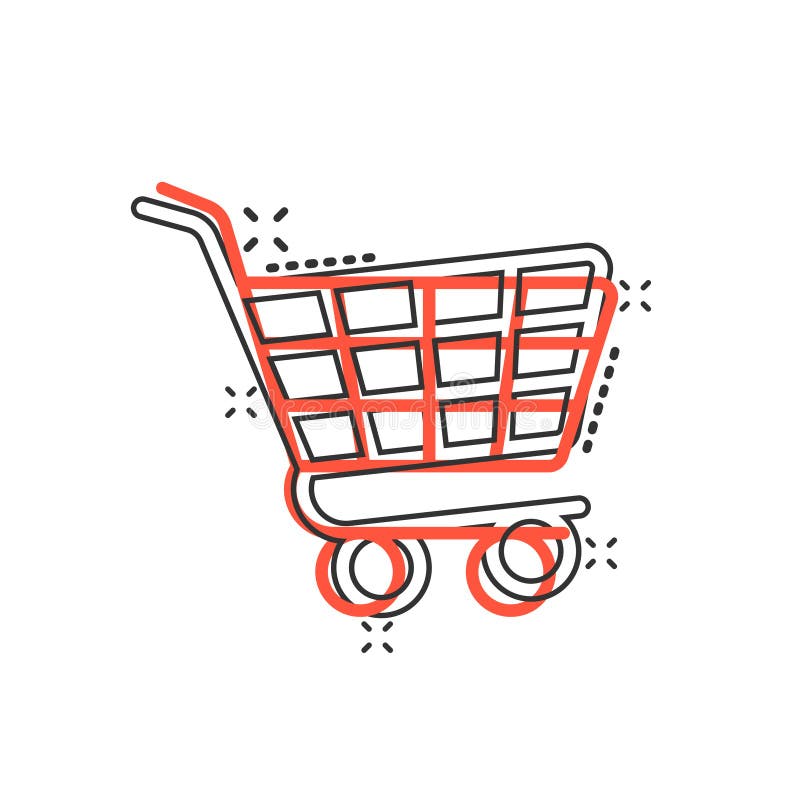 Shopping Cart Icon in Comic Style. Trolley Cartoon Vector Illustration on  White Isolated Background Stock Vector - Illustration of business,  purchase: 179592761