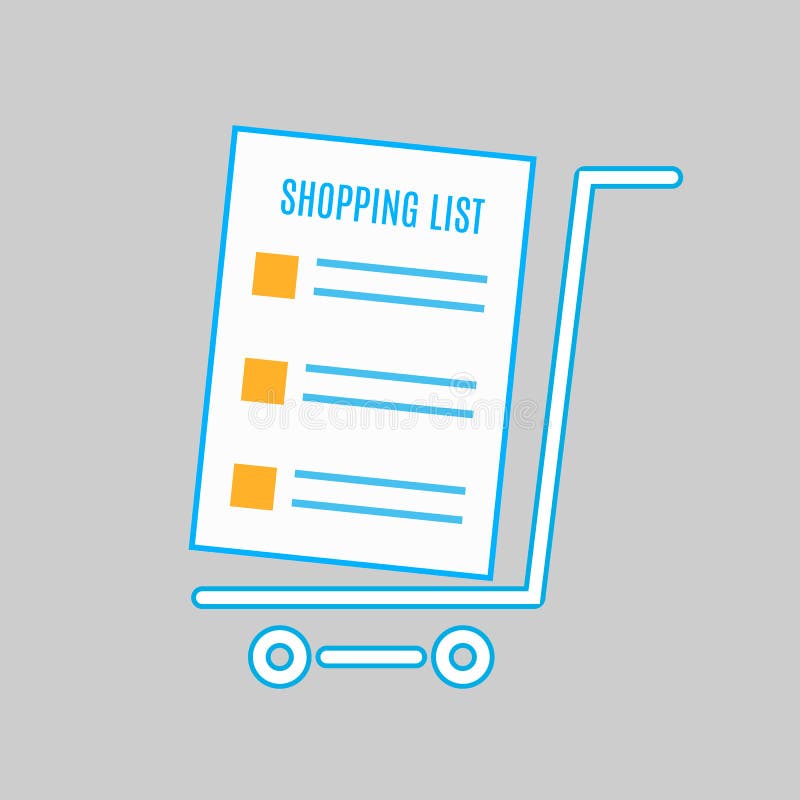 Shopping Cart icon, flat design. Empty shopping cart with blank shopping list. Vector illustration. stock illustration