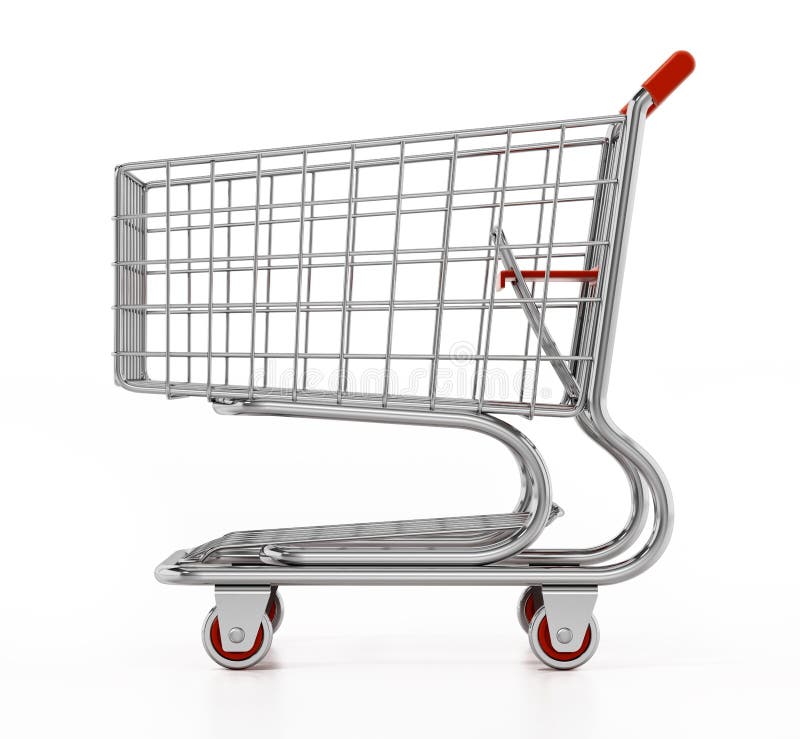 Shopping cart isolated on white background. 3D illustration stock illustration