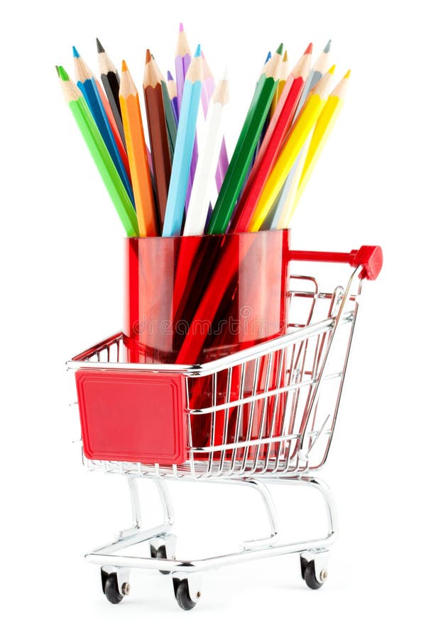 Shopping Cart With Many Pencils Stock Image Image of draw, object