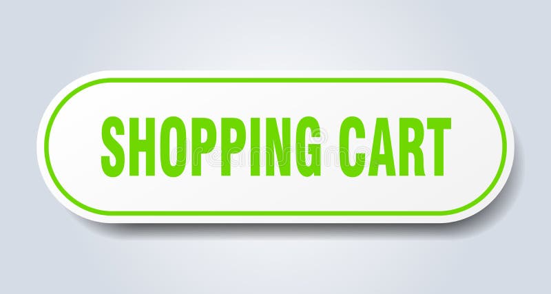 Shopping cart sign. rounded isolated button. white sticker stock illustration