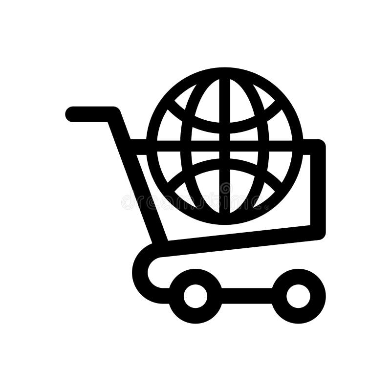 Shopping cart with sphere browser silhouette style vector illustration