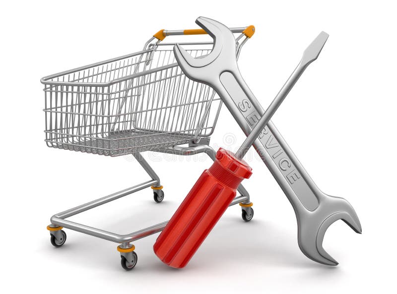 Shopping Cart with Tools (clipping Path Included) Stock Illustration