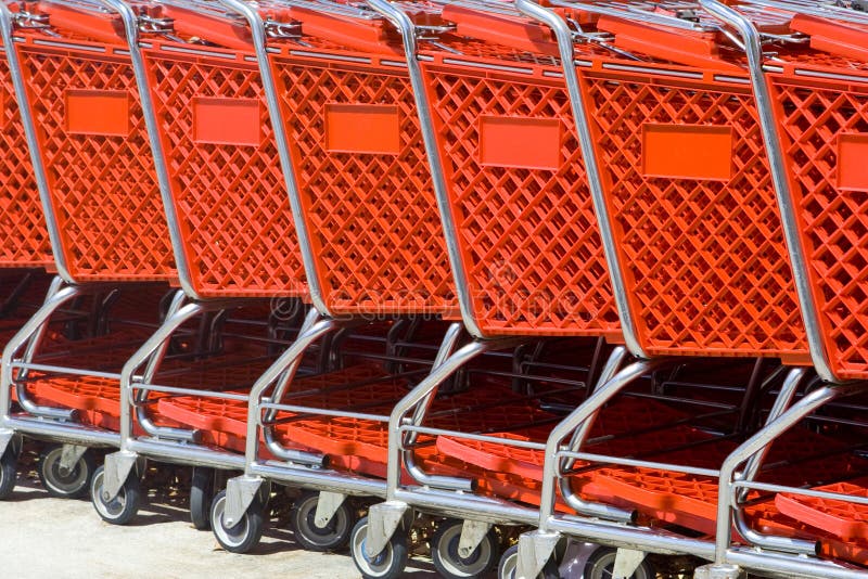 Stacked shopping carts stock image. Image of trolleys 15715555