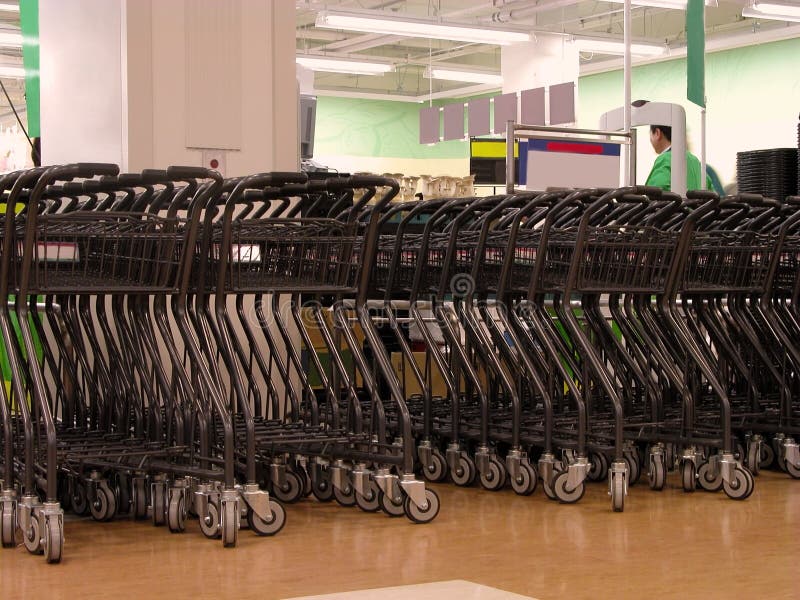Shopping carts area stock photo. Image of indoor, trade 966276