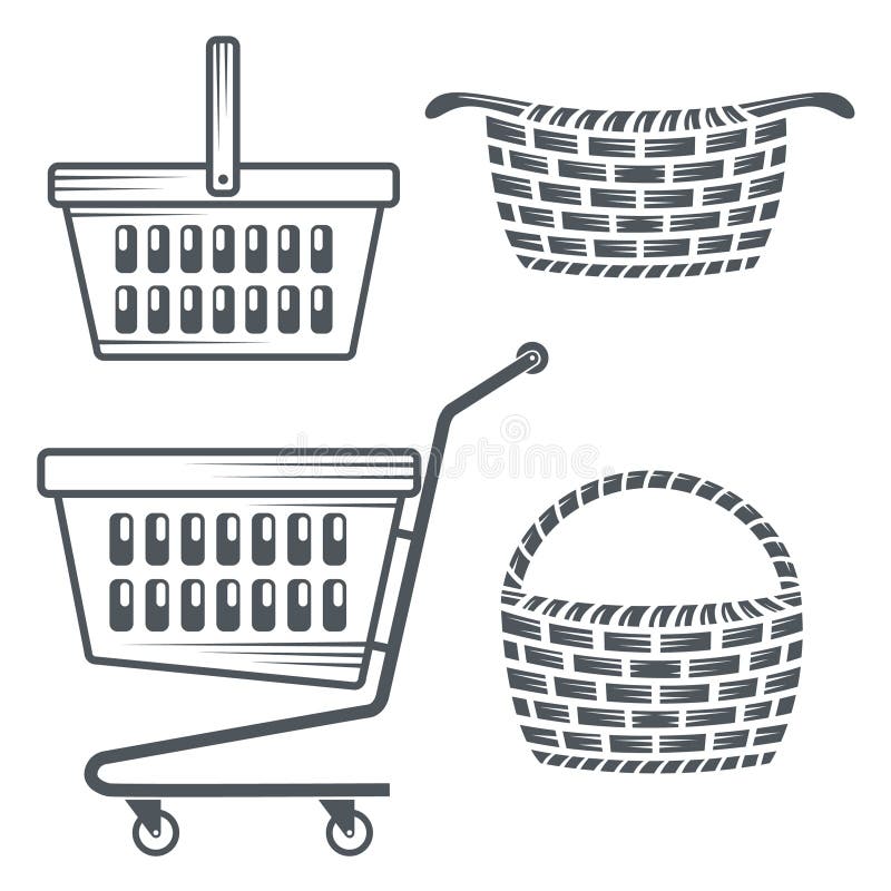 Shopping carts and baskets stock vector. Illustration of cart 78085405