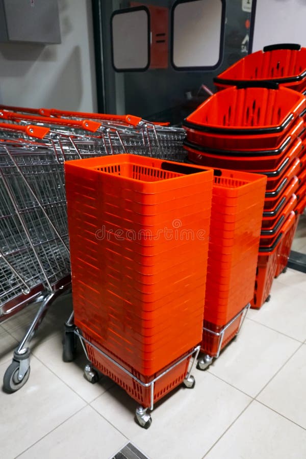 Shopping carts and baskets stock photo. Image of handle 110408344