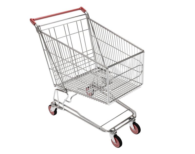 Shopping Carts Front, Rear and Side Views. 3D Rendering Stock