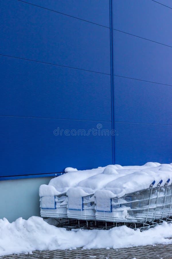 Shopping Carts Under the Snow Stock Photo Image of snow, cold 48478480