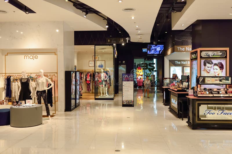 Shopping center interior editorial stock photo. Image of outlet - 64593523