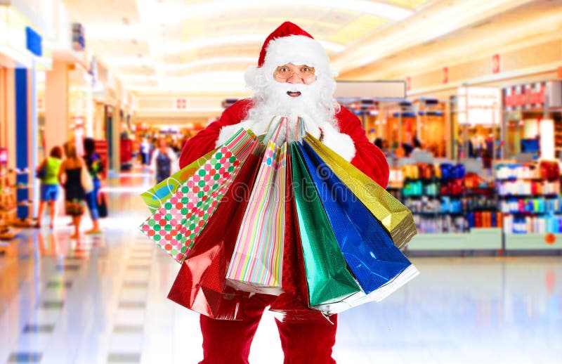 Shopping Christmas Santa royalty free stock image