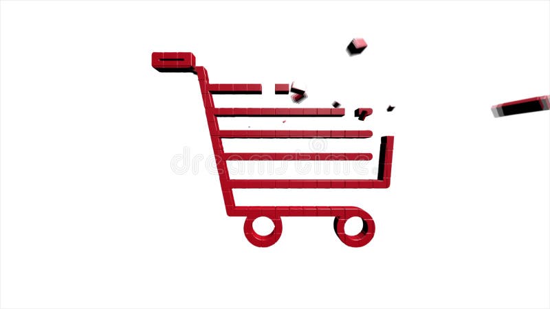 Shopping concept 3D pixel icon design. Outline web icon. Motion graphics.