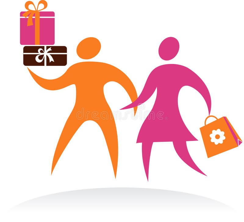 Shopping couple, vector icon and logo vector illustration Shopping couple, vector icon and logo vector illustration