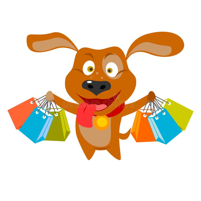 Shopping dog stock illustration. Illustration of cartoon 23908197
