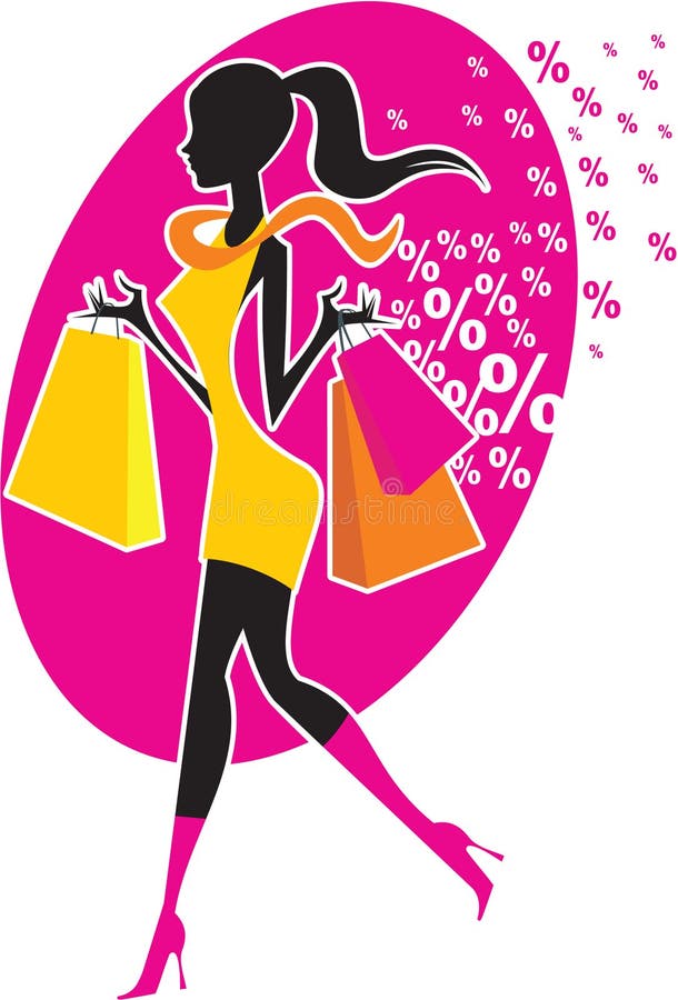 Shopping girl stock vector. Illustration of female, pink - 11829233