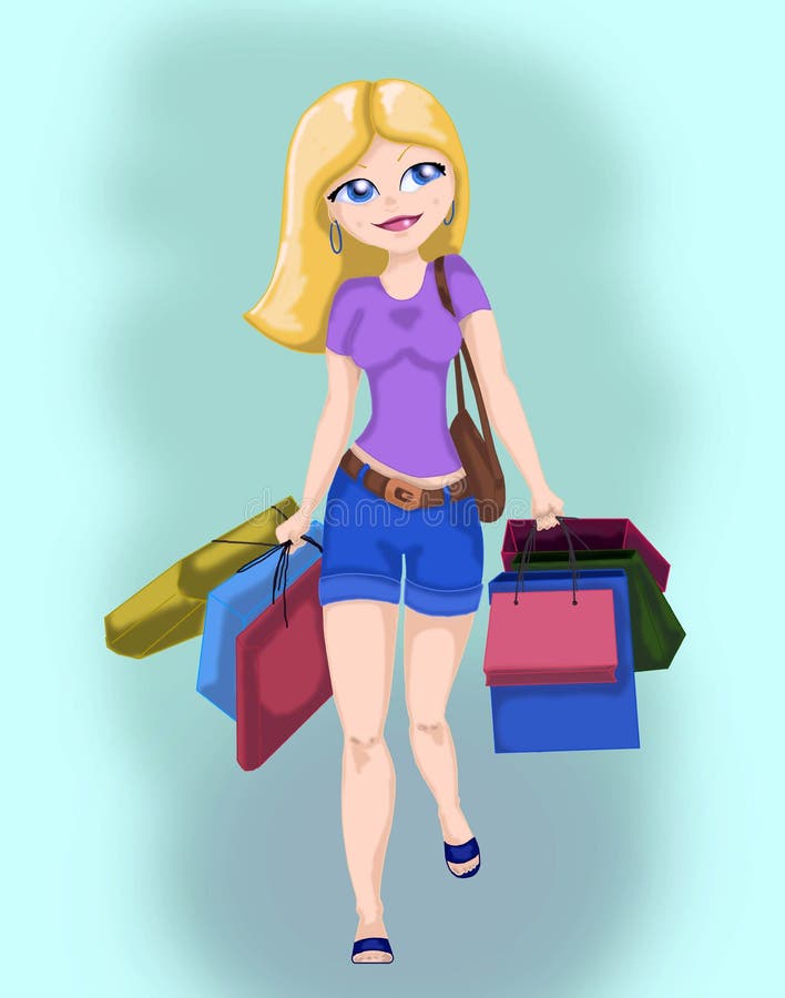 Shopping girl stock illustration Shopping girl stock illustration