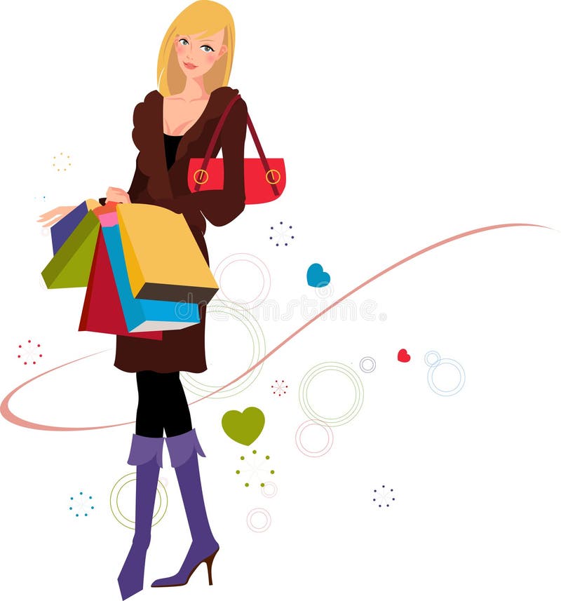 Shopping girl stock vector. Illustration of femininity - 9011351