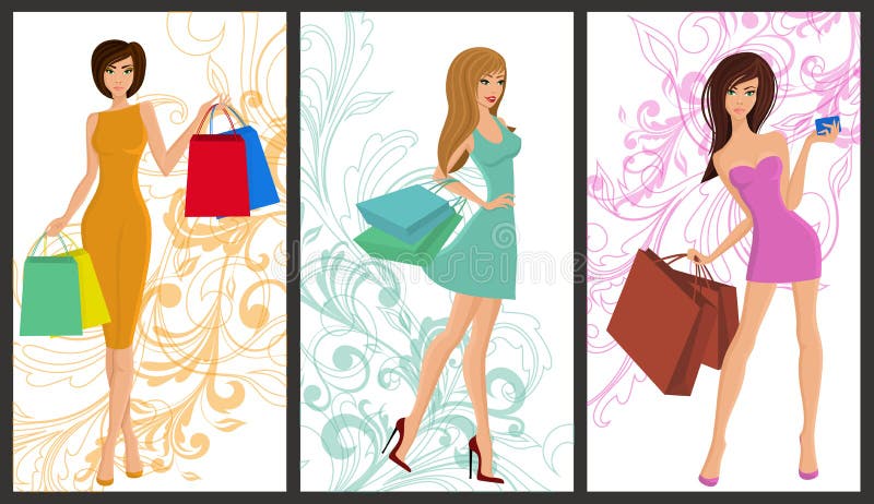 Shopping Girl Stock Illustrations – 77,230 Shopping Girl Stock