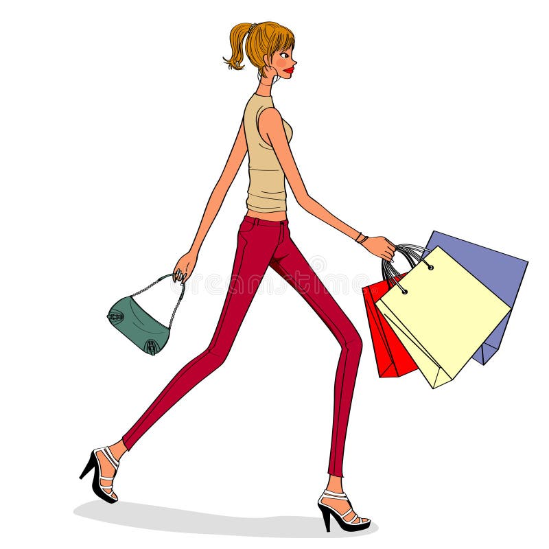 Shopping girl stock vector. Illustration of bags, handbags - 63995984