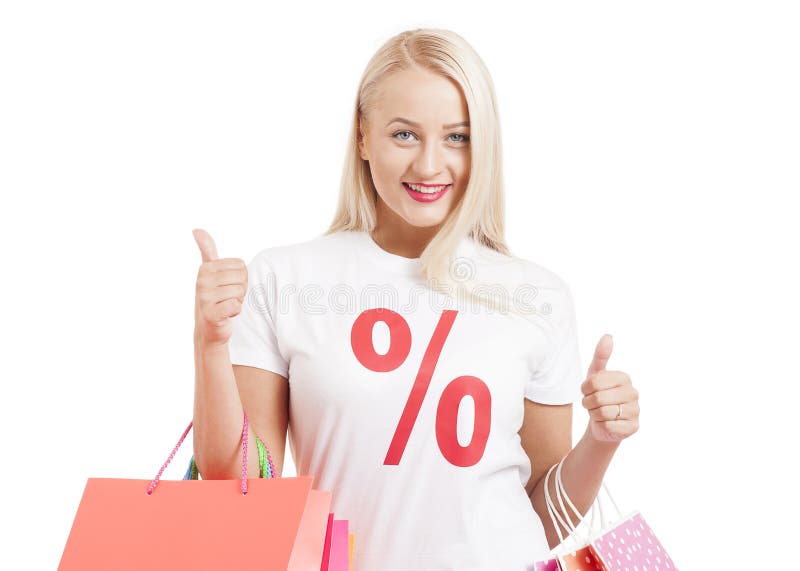 Shopping Girl Portrait. Beauty Woman with Shopping Bags royalty free stock images Shopping Girl Portrait. Beauty Woman with Shopping Bags royalty free stock images