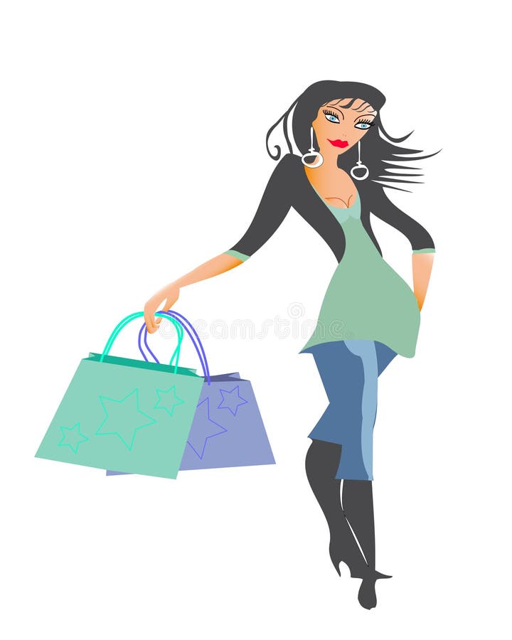 Shopping lady stock vector. Illustration of woman, vector - 3597013