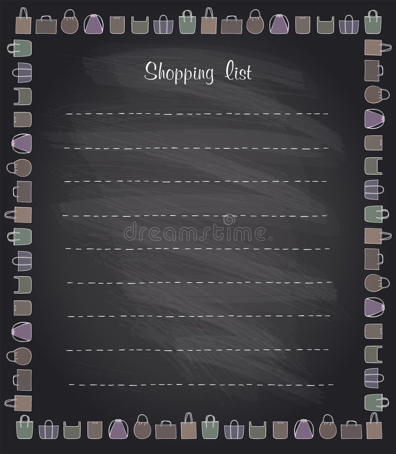 Shopping list vector chalkboard style mockup vector illustration