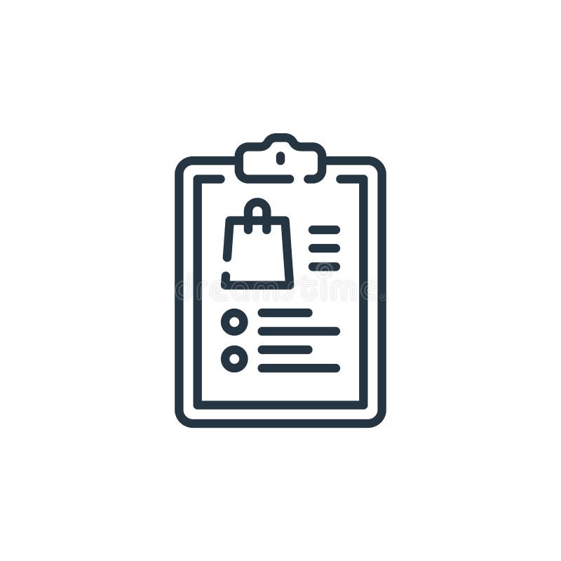 Shopping list vector icon isolated on white background. Outline, thin line shopping list icon for website design and mobile, app royalty free illustration