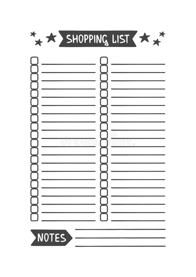Shopping List. Vector Template for Agenda, Planner and Other Stationery royalty free illustration
