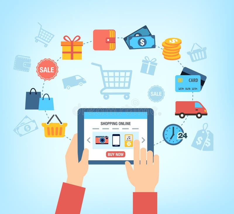 Shopping Online Background stock illustration