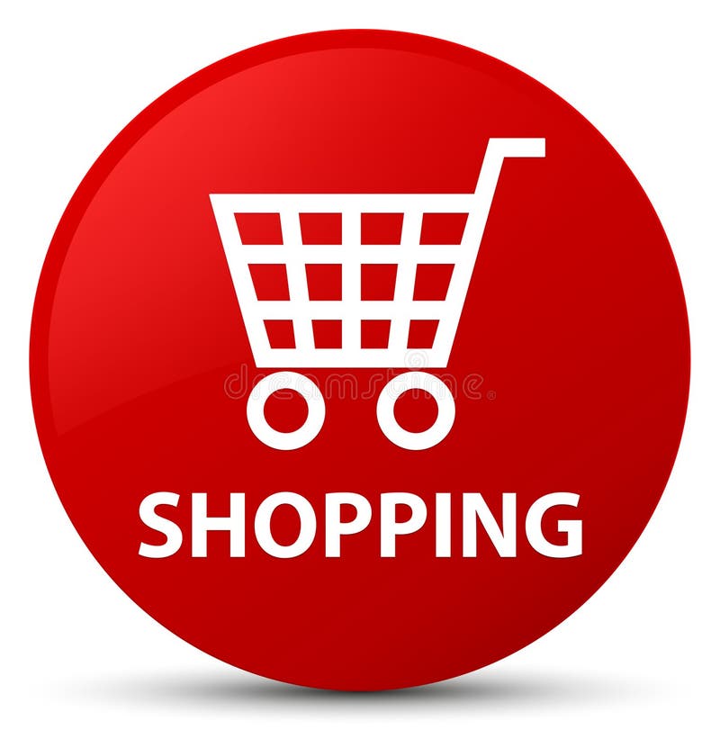 Shopping red round button stock illustration. Illustration of icon