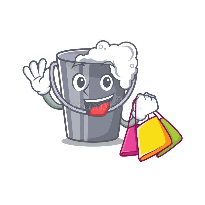 Shopping soapy water in a cartoon bucket royalty free illustration Shopping soapy water in a cartoon bucket royalty free illustration