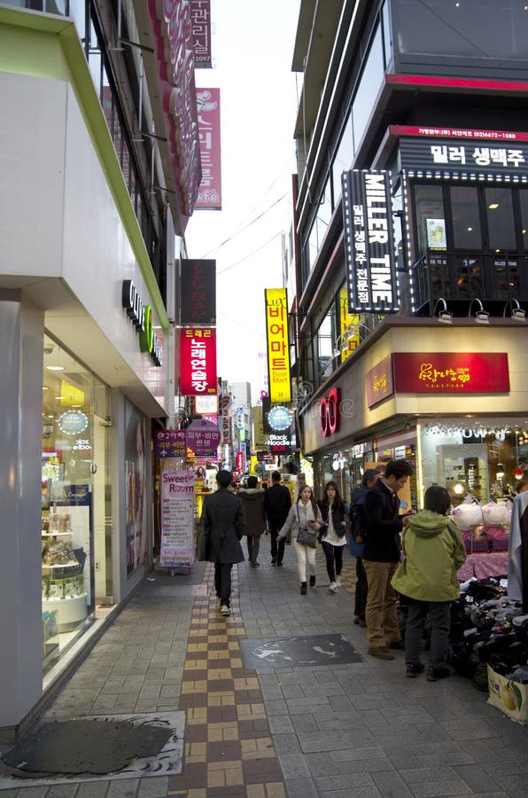 Shopping Street Busan Korea Editorial Image - Image of signs, lights