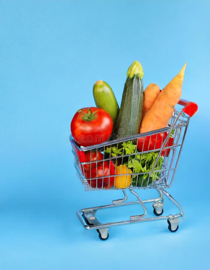 Shopping Trolley Full with Vegetables Stock Illustration Illustration