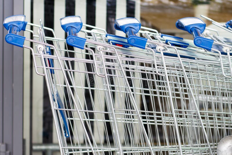 Shopping Trolleys Near the Mega Mall. Stock Image Image of