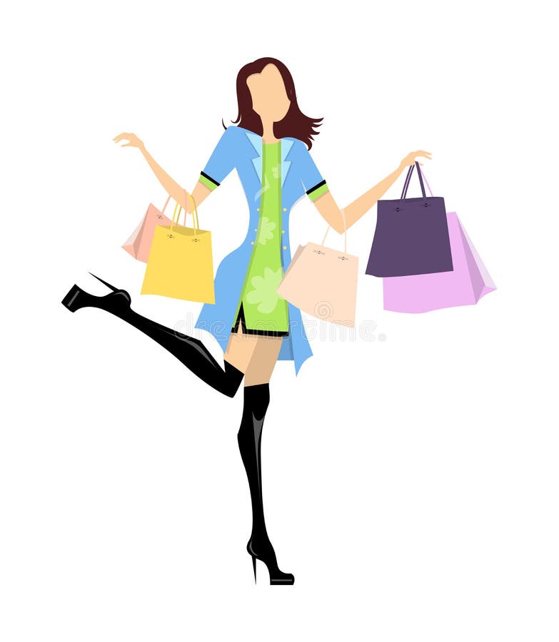 Shopping woman. stock vector. Illustration of christmas - 81015759