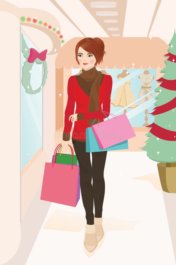 Kvinna som handlar vektor illustrationer