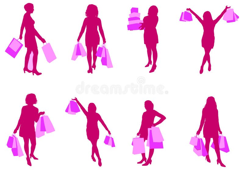 Kvinna som handlar vektor illustrationer