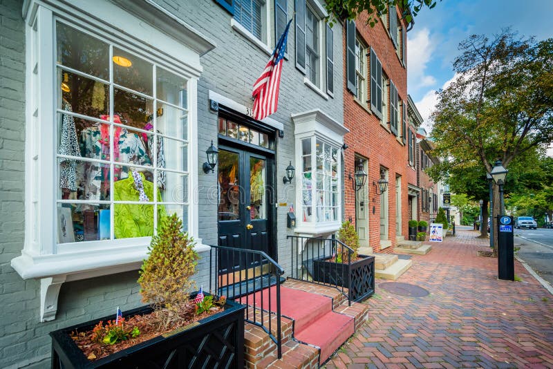 Shops in the Old Town of Alexandria, Virginia. Editorial Image Image