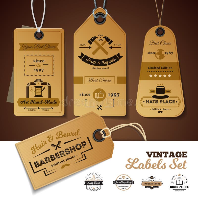 Shops Vintage Labels Set stock illustration