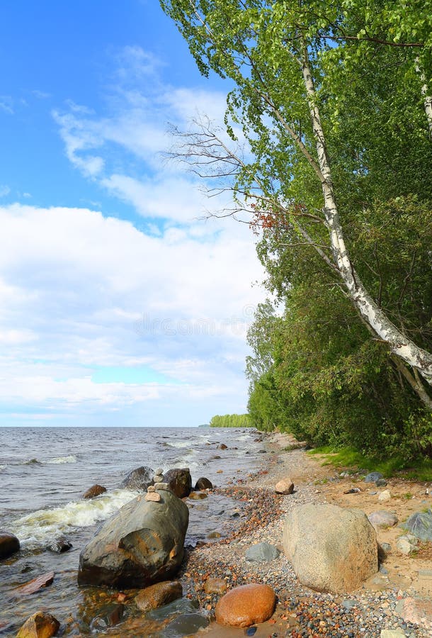 Shore of Lake Onega stock image. Image of republic, coast - 58754753
